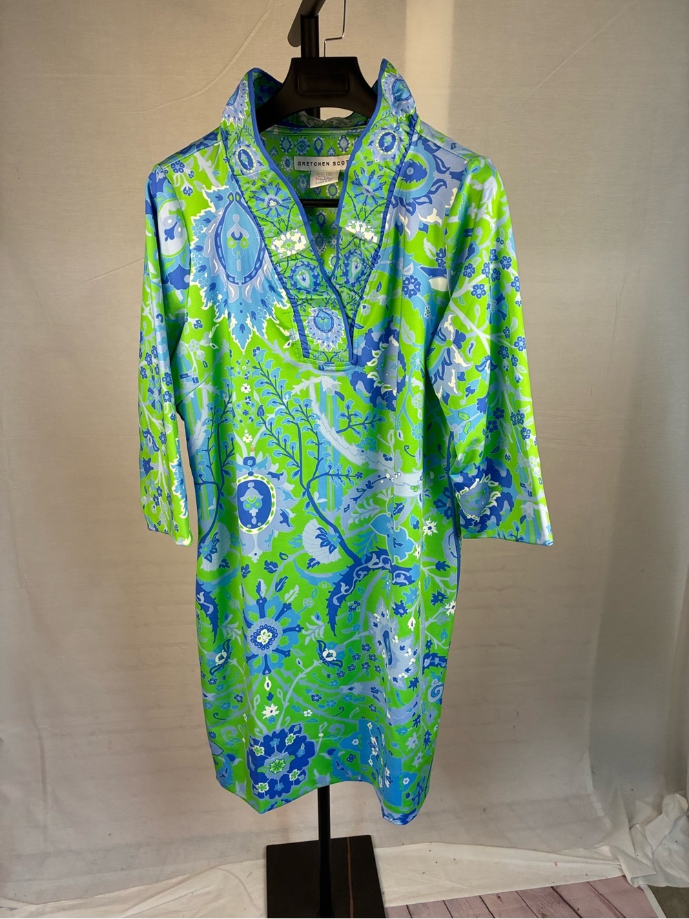 Gretchen Scott Ruff Neck Jersey Dress in Magic Carpet Print XXXL Diva